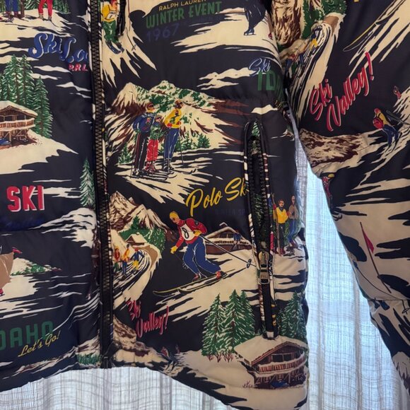 Ralph Lauren NWT Small Ski Print Puffy Winter Jacket Multi - Picture 9 of 10